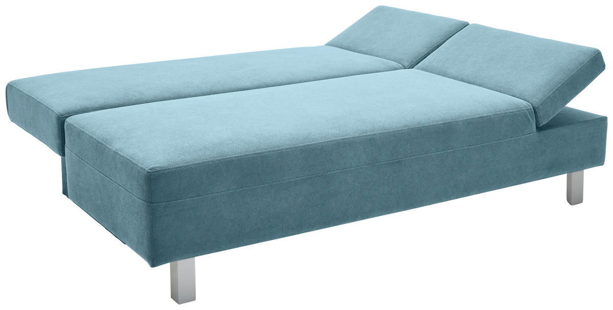 SCHLAFSOFA in Flachgewebe Blau  - Chromfarben/Blau, Design, Holz/Textil (205/77-93/99cm) - Novel