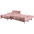 ECKSOFA in Chenille Altrosa  - Schwarz/Altrosa, MODERN, Textil/Metall (182/290cm) - Hom`in