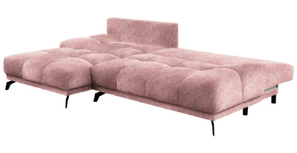 ECKSOFA in Chenille Altrosa  - Schwarz/Altrosa, MODERN, Textil/Metall (182/290cm) - Hom`in