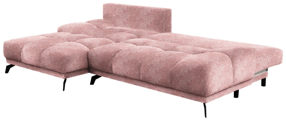 ECKSOFA in Chenille Altrosa  - Schwarz/Altrosa, Modern, Textil/Metall (182/290cm) - Hom`in