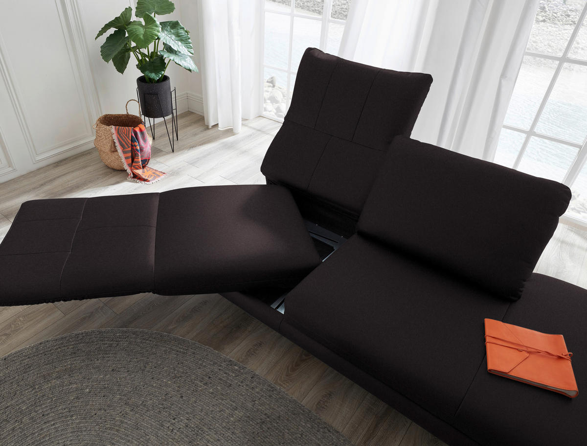 RÉCAMIERE in Echtleder Dunkelbraun  - Chromfarben/Dunkelbraun, Design, Leder/Metall (209/85-109/95-16cm) - Dieter Knoll
