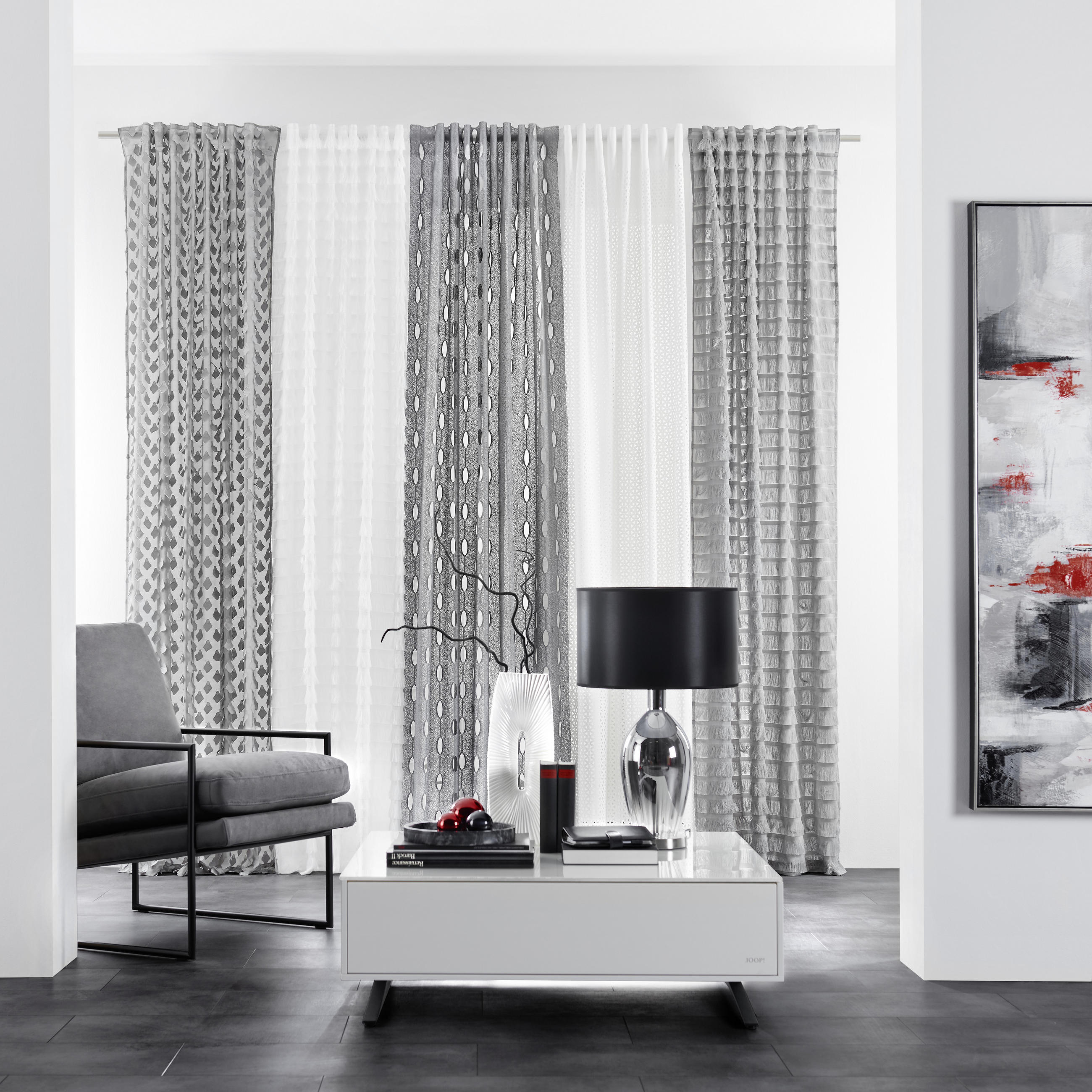 FERTIGVORHANG halbtransparent  - Hellgrau, Design, Textil (140/255cm) - Novel