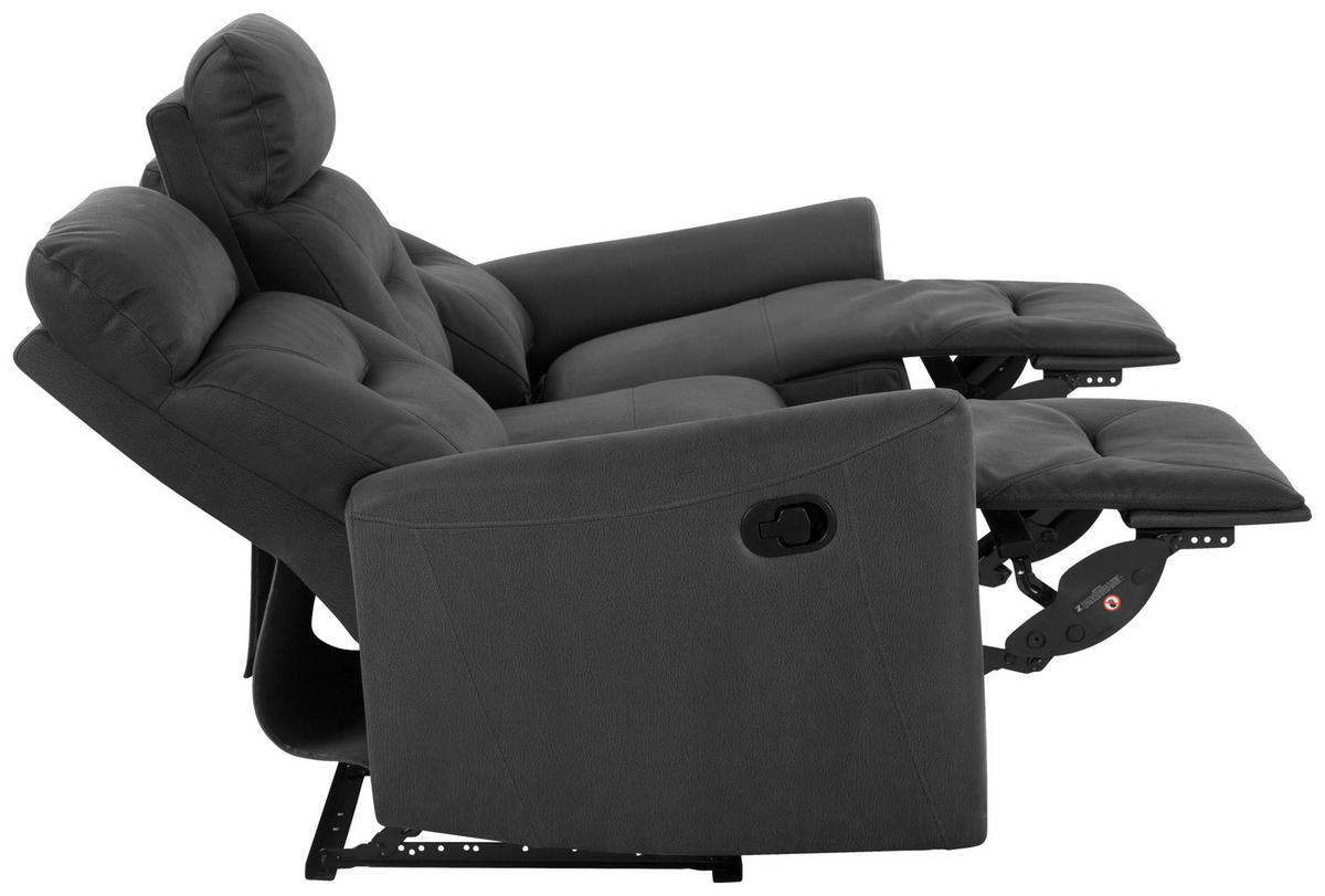 SITZGARNITUR Mikrofaser Grau  - Schwarz/Grau, Design, Textil/Metall - Livetastic