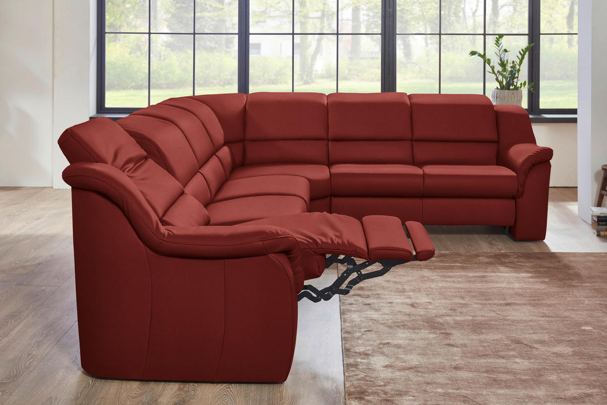 ECKSOFA  in Echtleder Rotorange  324/260 cm  - Chromfarben/Rotorange, KONVENTIONELL, Leder/Kunststoff (324/260cm) - Cantus