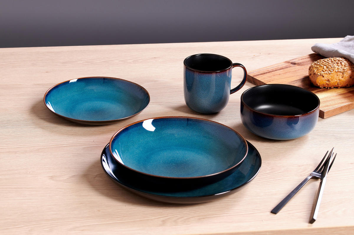 FRÜHSTÜCKSSERVICE Blau BALI  - Blau, Trend, Keramik (33,5/21,5/22cm) - Ritzenhoff Breker