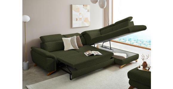 ECKSOFA in Chenille Olivgrün  - Eichefarben/Olivgrün, MODERN, Holz/Textil (287/212cm) - Valnatura