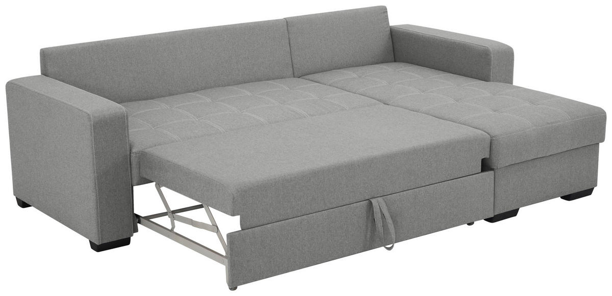 ECKSCHLAFSOFA  mit Mikrofaser Grau  - Schwarz/Weiß, Design, Kunststoff/Textil (240/160cm) - Livetastic