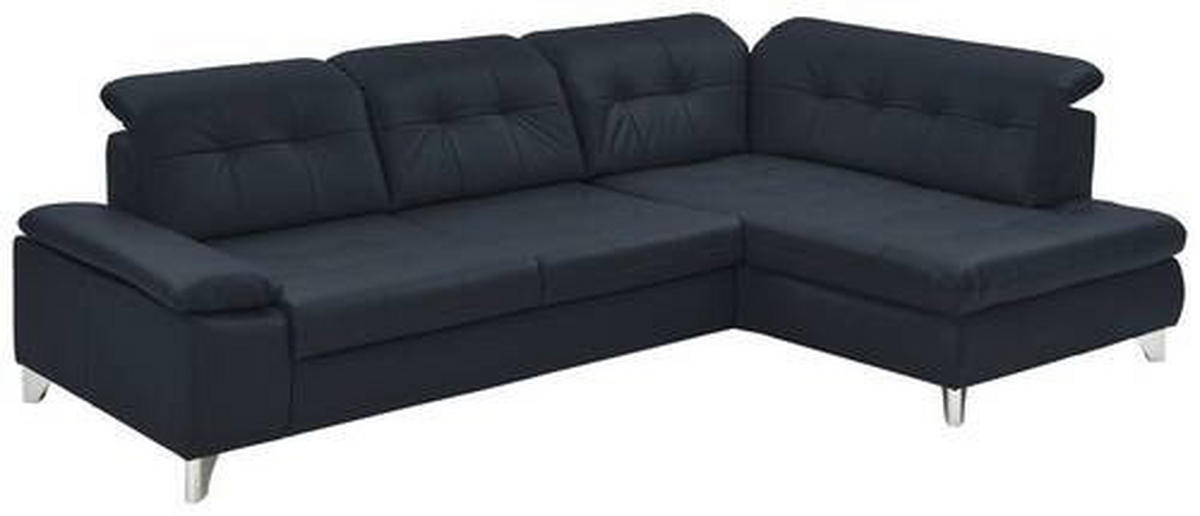 ECKSOFA in Echtleder Dunkelblau  - Alufarben/Dunkelblau, Design, Leder/Metall (309/211cm) - Beldomo Speed