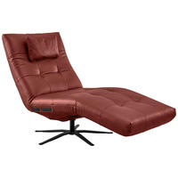 RELAXLIEGE in Echtleder Rot  - Rot/Schwarz, MODERN, Leder/Metall (82/53-115/156-206cm) - Pure Home Comfort