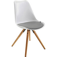 STUHL  in Lederlook Kunststoff, Textil matt  - Naturfarben/Weiß, LIFESTYLE, Holz/Kunststoff (48,5/85/55cm) - Livetastic