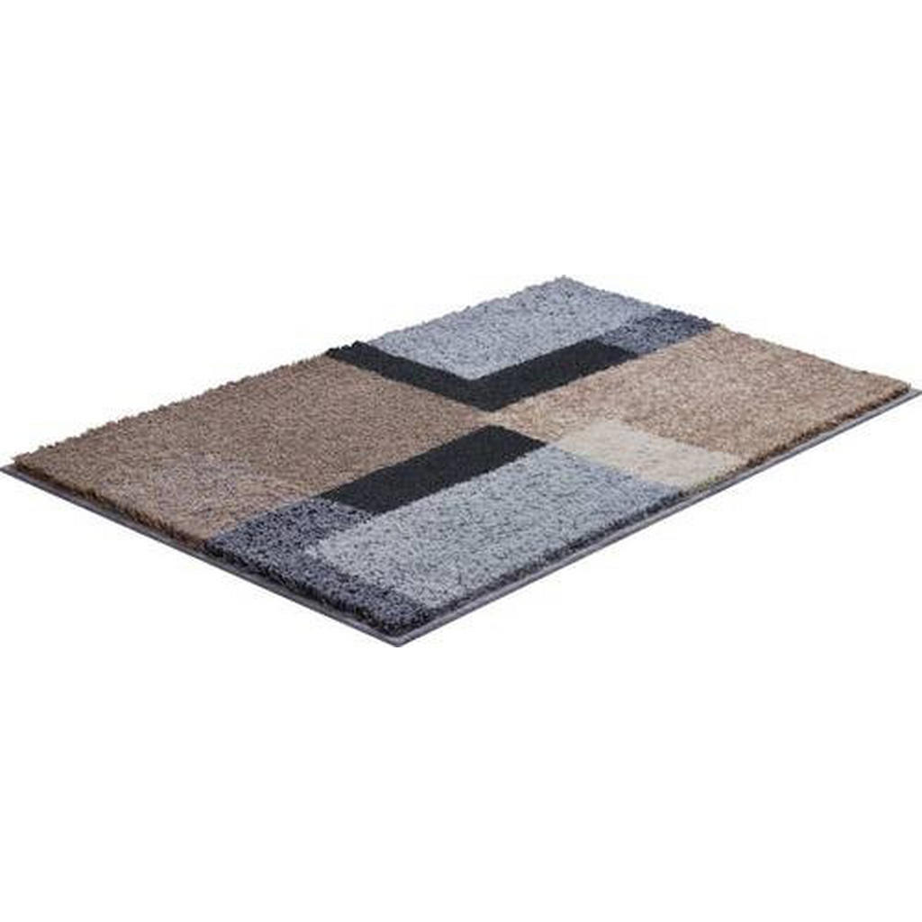 Thumbnail - Grund Badteppich Atala, Taupe, Grau, Schwarz, Textil, Karo, rechteckig, 70x120 cm, Oeko-Tex® Standard 100, Made in Europ...