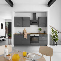 KÜCHENBLOCK Flash 240 cm  in Eichefarben, Schieferfarben  - Schieferfarben/Edelstahlfarben, MODERN, Holzwerkstoff/Metall (240cm) - Nobilia