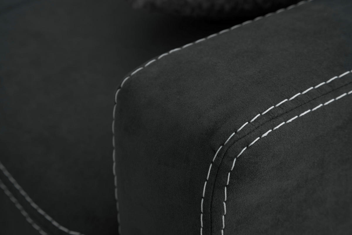ECKSOFA in Mikrofaser Dunkelgrau  - Chromfarben/Dunkelgrau, Design, Textil/Metall (200/229cm) - Pure Home Lifestyle
