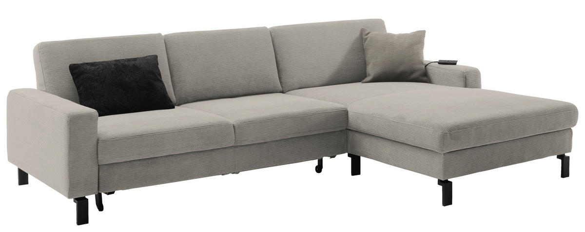 ECKSOFA in Cord Sandfarben  - Sandfarben/Schwarz, Design, Textil/Metall (298/185cm) - Pure Home Lifestyle