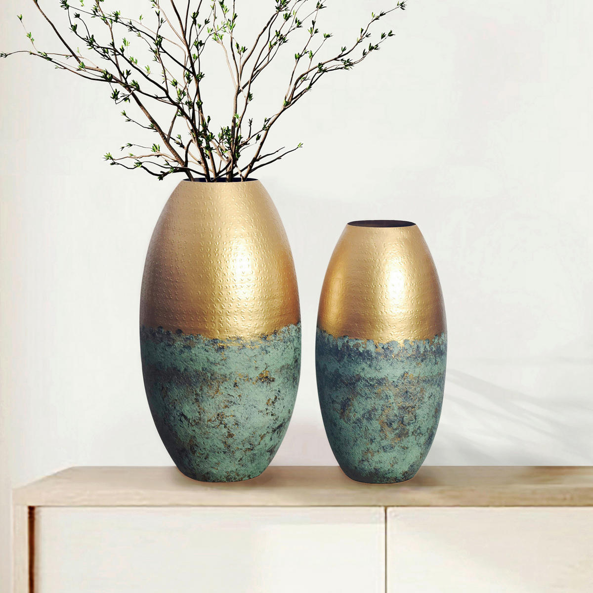 DEKOVASE  - Goldfarben, Design, Metall (25/47/25cm) - Livetastic