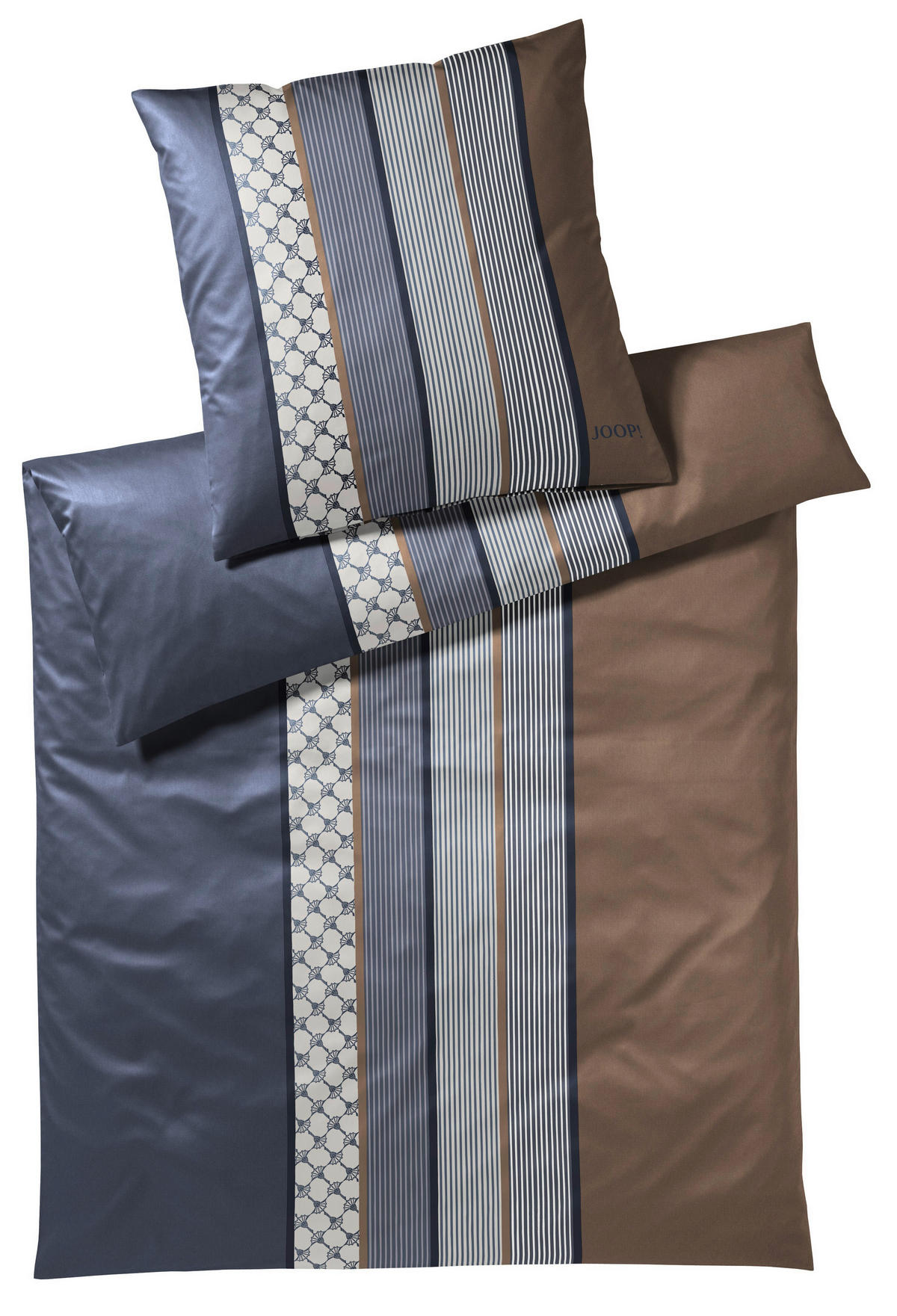BETTWÄSCHE Cornflower Stripes Makosatin 155/220 cm  - Blau/Braun, Design, Textil (155/220cm) - Joop!