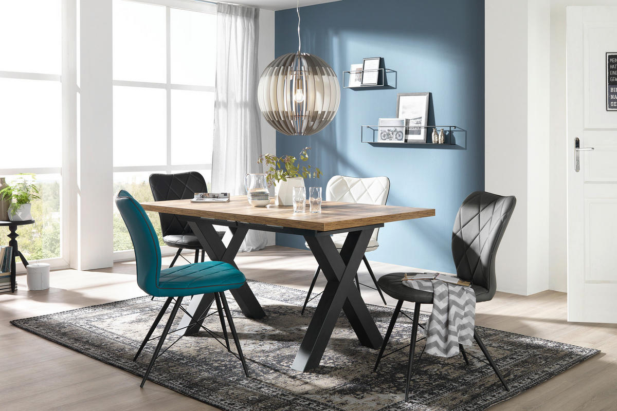 STOL, kovina, usnje siva, črna  - črna/siva, Design, kovina/usnje (49/90/61cm) - Hom`in