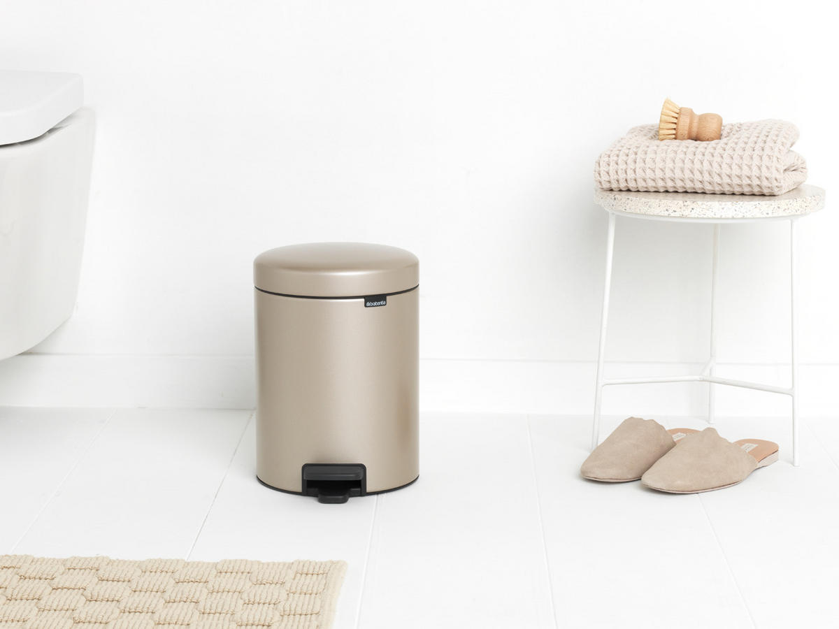 KOŠ ZA SMETI - zlate barve, Basics, kovina/umetna masa (20.5/29.1/27.2cm) - Brabantia