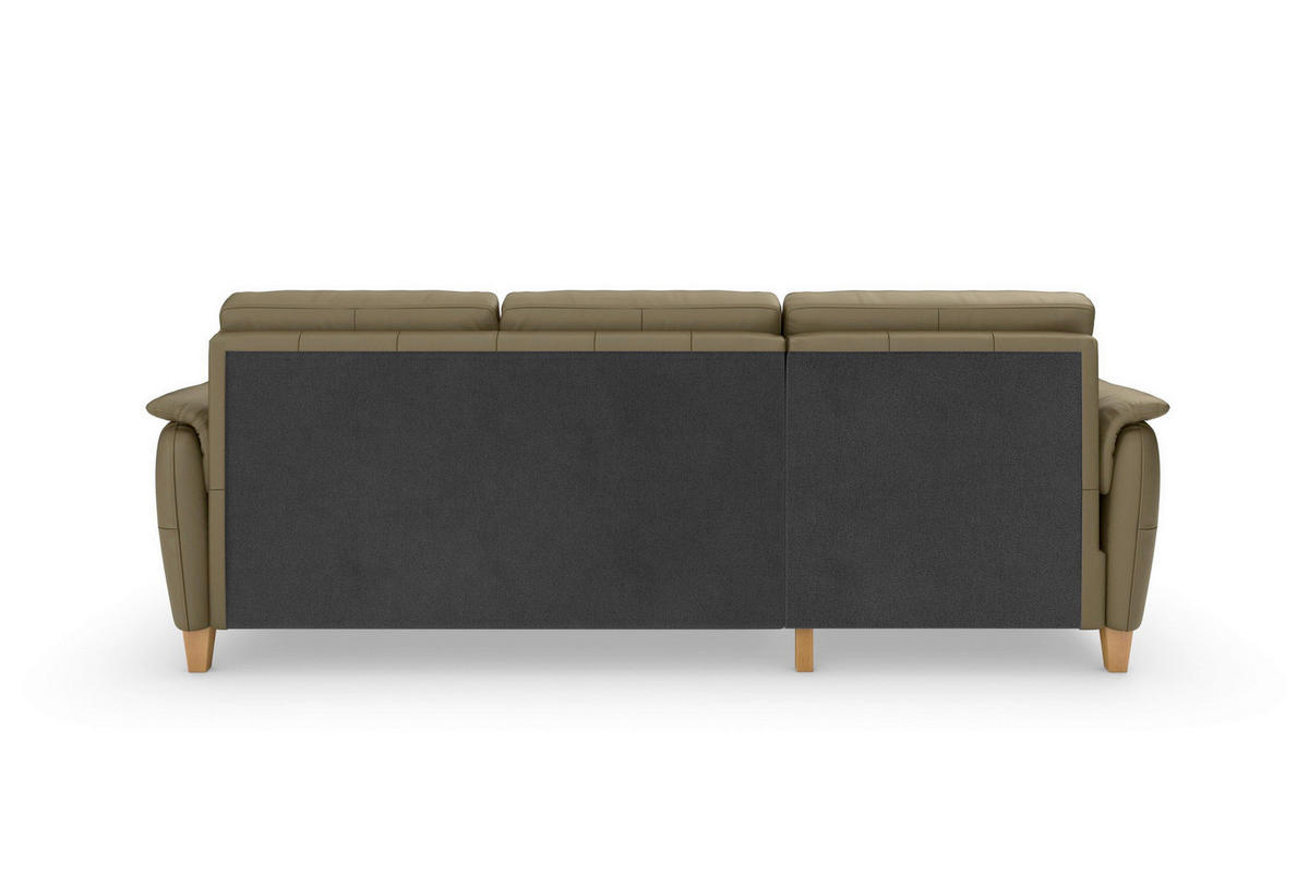 ROHOVÁ SEDAČKA, koža, olivovozelená - olivovozelená/farba duba, Basics, koža/drevo (163/244cm) - Sit & More