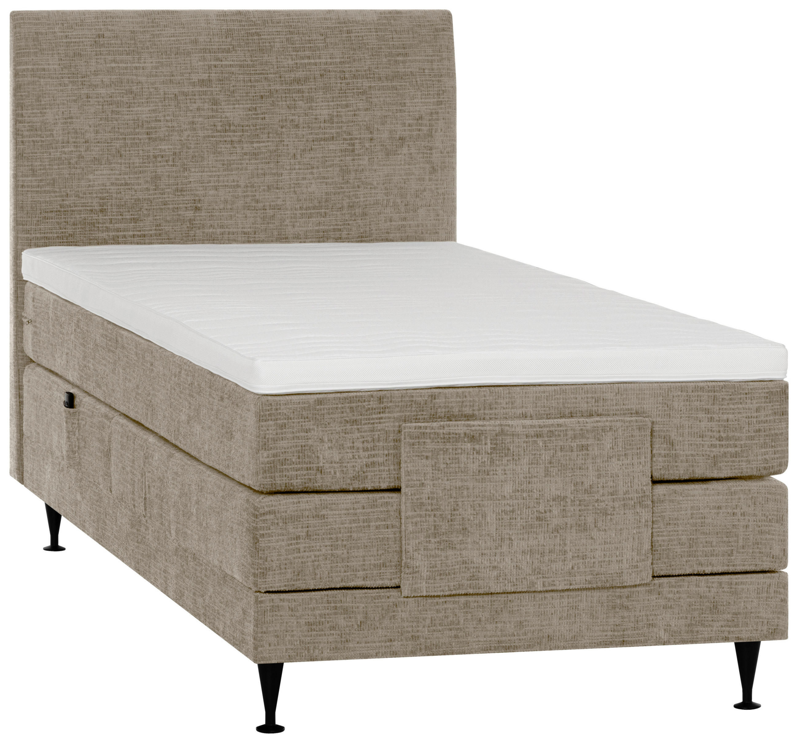 BOXSPRINGBETT 100/200 cm  Graubraun  - Graubraun/Schwarz, Konventionell, Holzwerkstoff/Textil (100/200cm) - Welnova