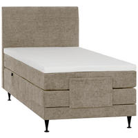 BOXSPRINGBETT 100/200 cm  Graubraun  - Graubraun/Schwarz, Konventionell, Holzwerkstoff/Textil (100/200cm) - Welnova