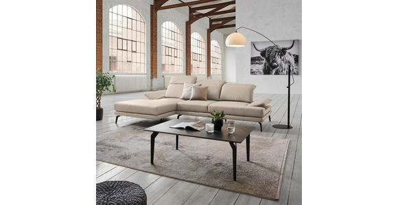 ECKSOFA in Echtleder Creme  - Creme/Schwarz, Design, Leder/Metall (184/288cm) - Novel