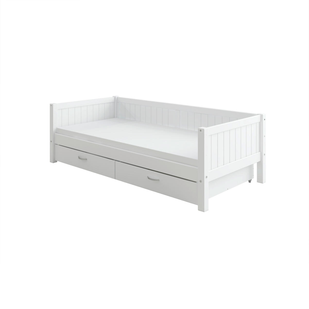 BETT 90/200 cm,  in Weiß, Rollrost, Bettschubladen  - Weiß, MODERN, Holz (90/200cm) - Chameo