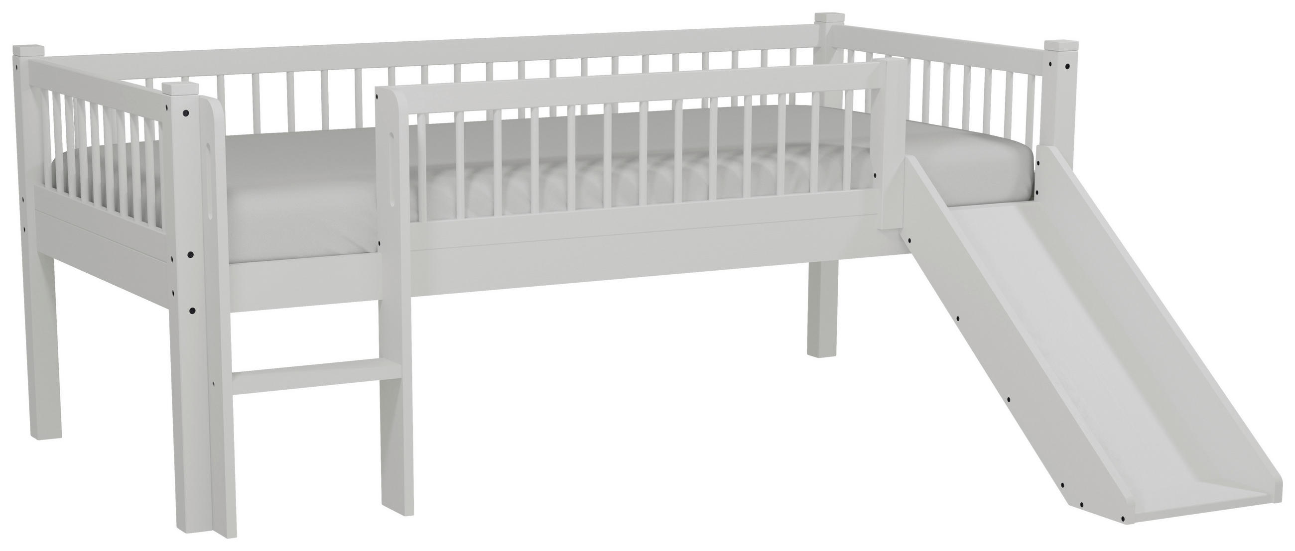 SPIELBETT Buche massiv 90/200 cm Weiß  - Naturfarben/Weiß, MODERN, Holz (90/200cm) - Vipack