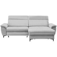 ECKSOFA in Chenille Hellgrau  - Hellgrau/Schwarz, Design, Textil/Metall (185/256cm) - Stylife