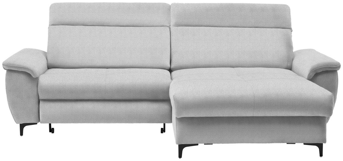 ECKSOFA in Chenille Hellgrau  - Hellgrau/Schwarz, Design, Textil/Metall (185/256cm) - Stylife