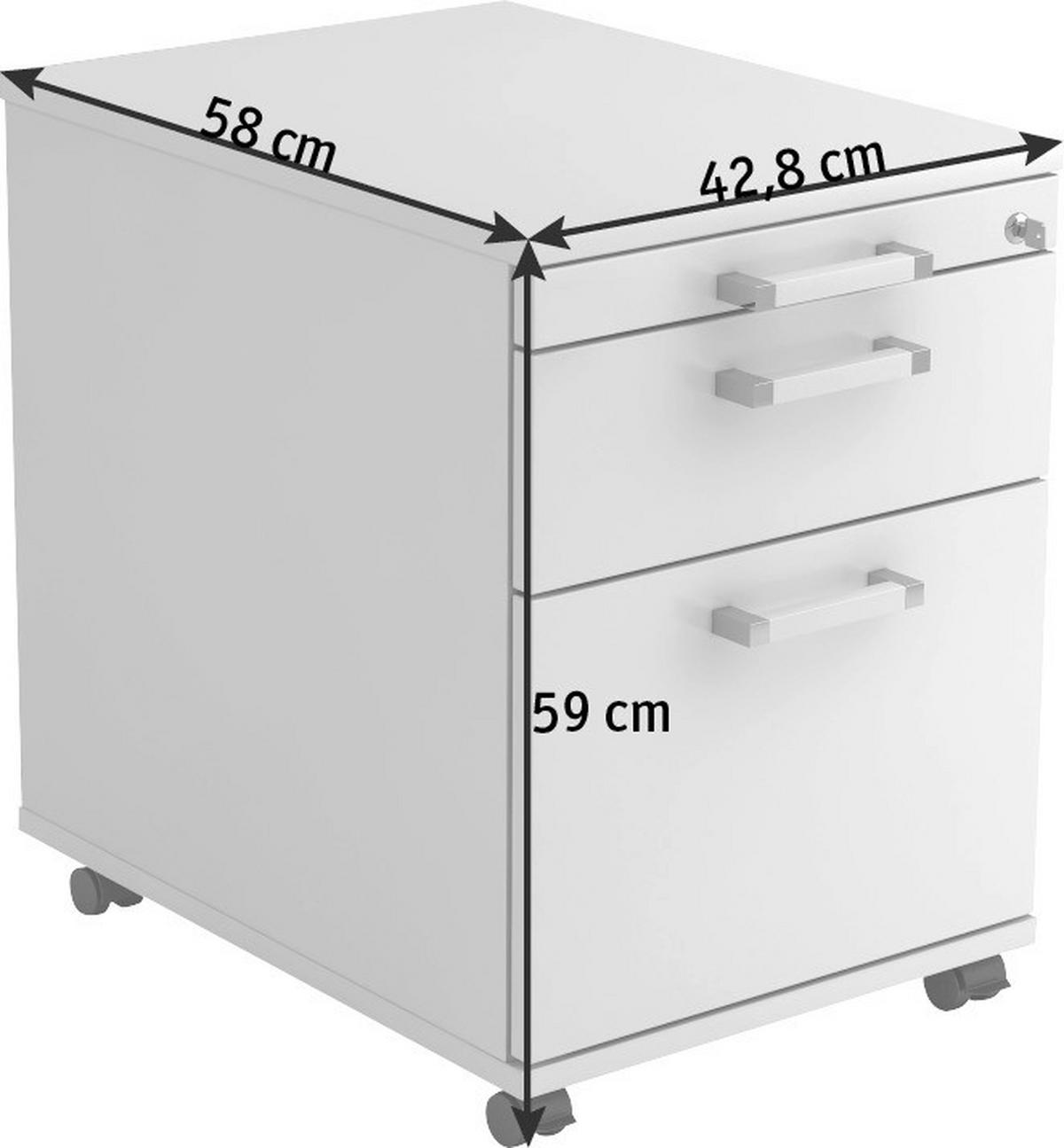ROLLCONTAINER Weiß  - Chromfarben/Weiß, KONVENTIONELL, Holzwerkstoff/Kunststoff (42,8/59/58cm) - Venda