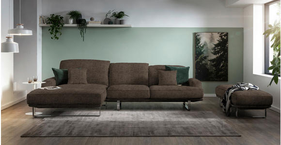 ECKSOFA in Webstoff Mokka  - Mokka, Design, Textil/Metall (184/304cm) - Dieter Knoll