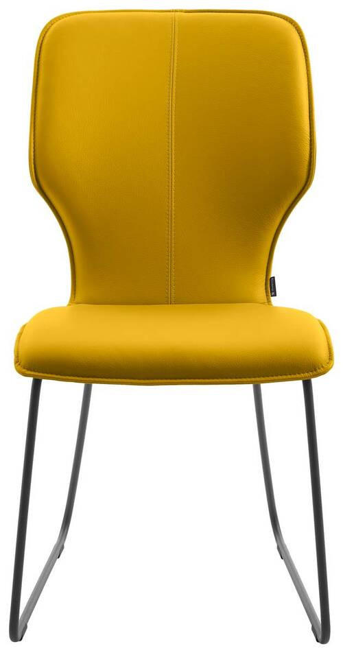 Thumbnail - Musterring Stuhl Nevio, Gelb, Leder, Echtleder, Semi-Anilinleder, Kufe, Rundrohr, 49x95x63 cm, Lederauswahl, Stoffauswah...