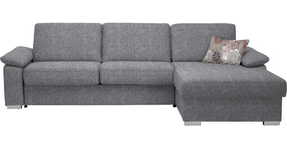 ECKSOFA in Flachgewebe Grau - Chromfarben/Grau, KONVENTIONELL, Textil/Metall (285/176cm) - Novel