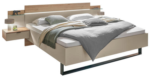 BETTANLAGE - Kaschmir/Eichefarben, Design, Glas (285,4/96/207,6cm) - Xora