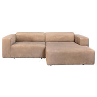 SEDEŽNA GARNITURA, rebrasti žamet svetlo rjava  - svetlo rjava/črna, Design, umetna masa/tekstil (298/175cm) - P & B
