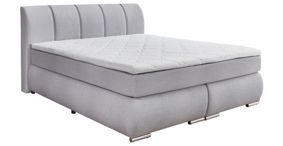 BOXSPRINGBETT 180/200 cm  in Hellgrau  - Chromfarben/Hellgrau, KONVENTIONELL, Kunststoff/Textil (180/200cm) - Carryhome