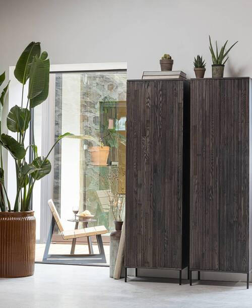 MEHRZWECKSCHRANK 60/210/42 cm  in Eschefarben  - Eschefarben/Schwarz, Design, Holz/Holzwerkstoff (60/210/42cm) - Ambia Home