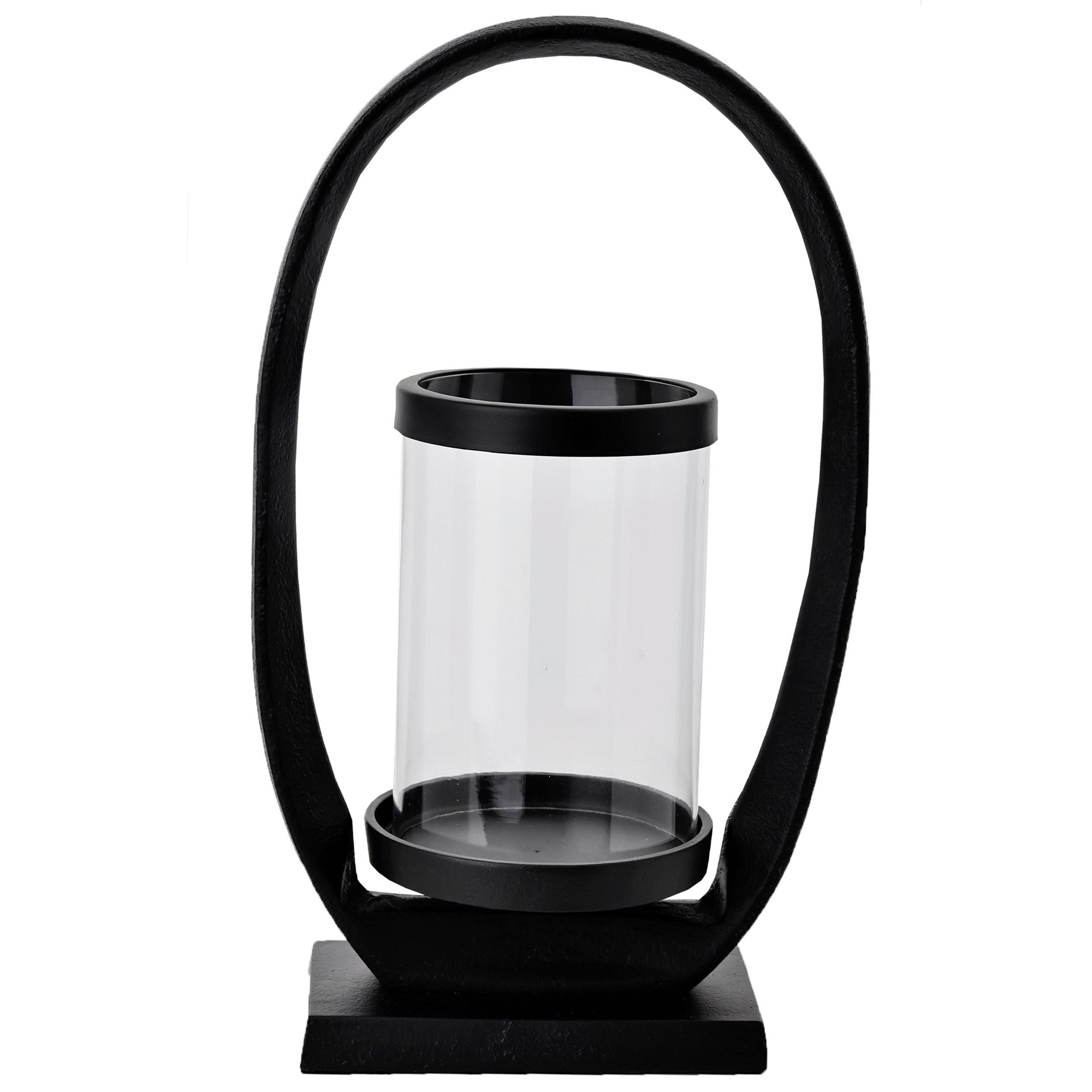 KERZENHALTER - Klar/Schwarz, LIFESTYLE, Glas/Metall (19/11/32cm)