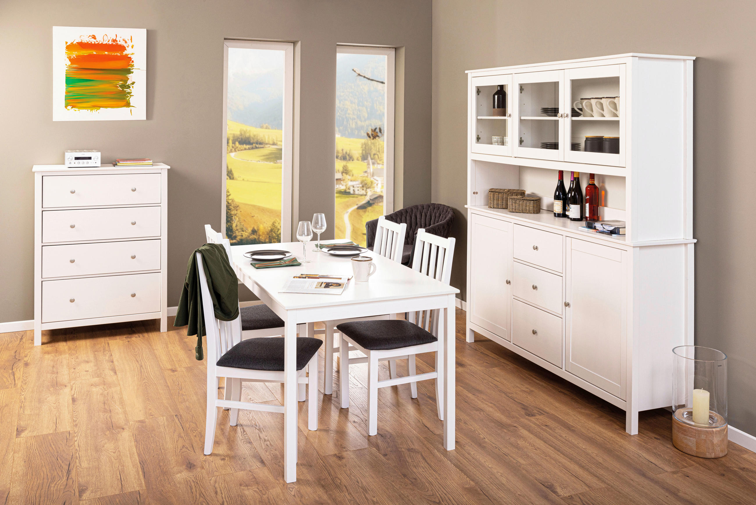 BUFFETAUFSATZ  in  - Silberfarben/Weiß, KONVENTIONELL, Holz/Metall (160cm) - MID.YOU