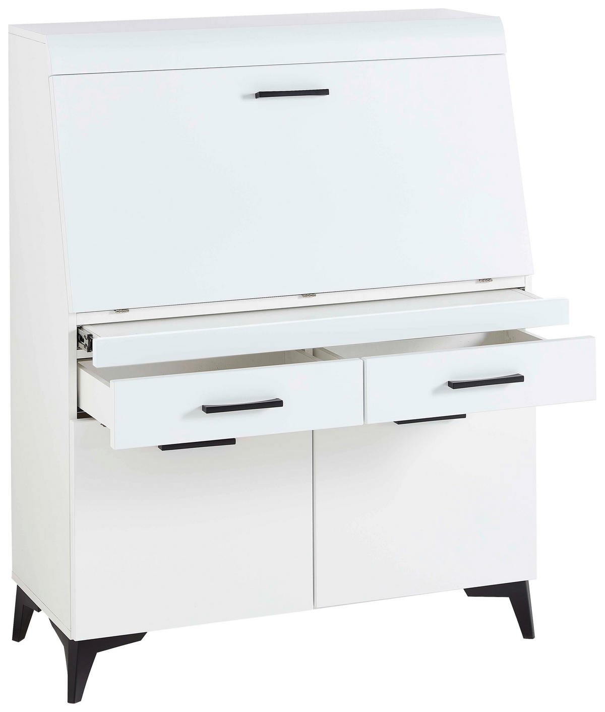 SEKRETÁŘ, 98/124/42 cm - bílá/černá, Trend, kompozitní dřevo/plast (98/124/42cm) - Carryhome