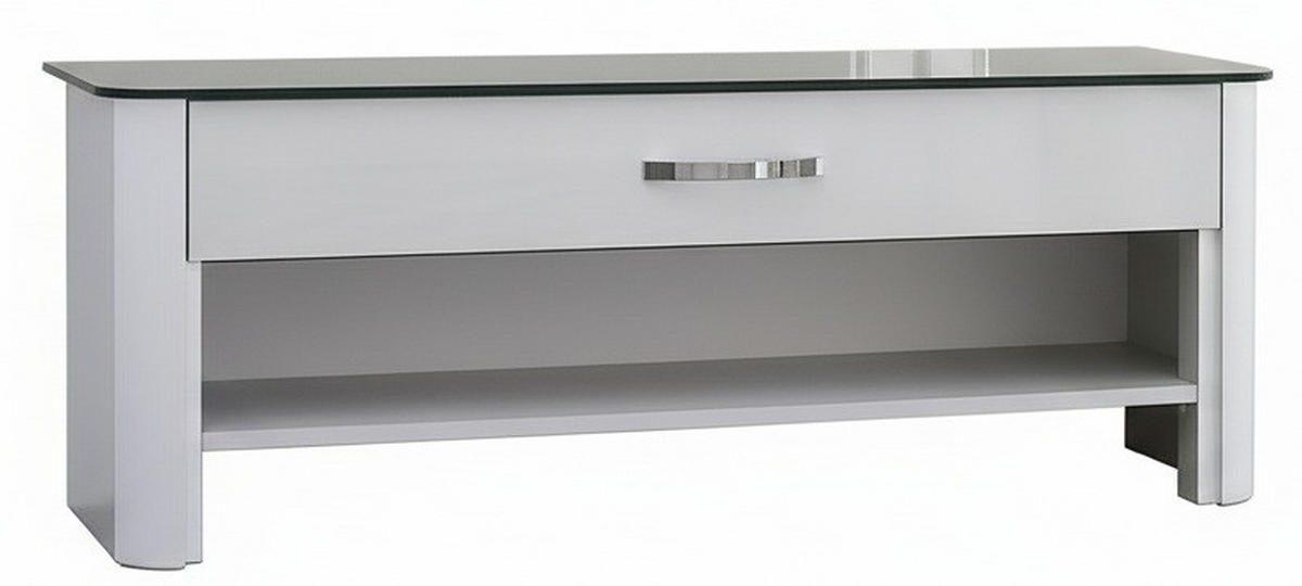 GARDEROBENBANK 117/46/34 cm  - Chromfarben/Weiss, Design, Glas/Holzwerkstoff (117/46/34cm) - Moderano