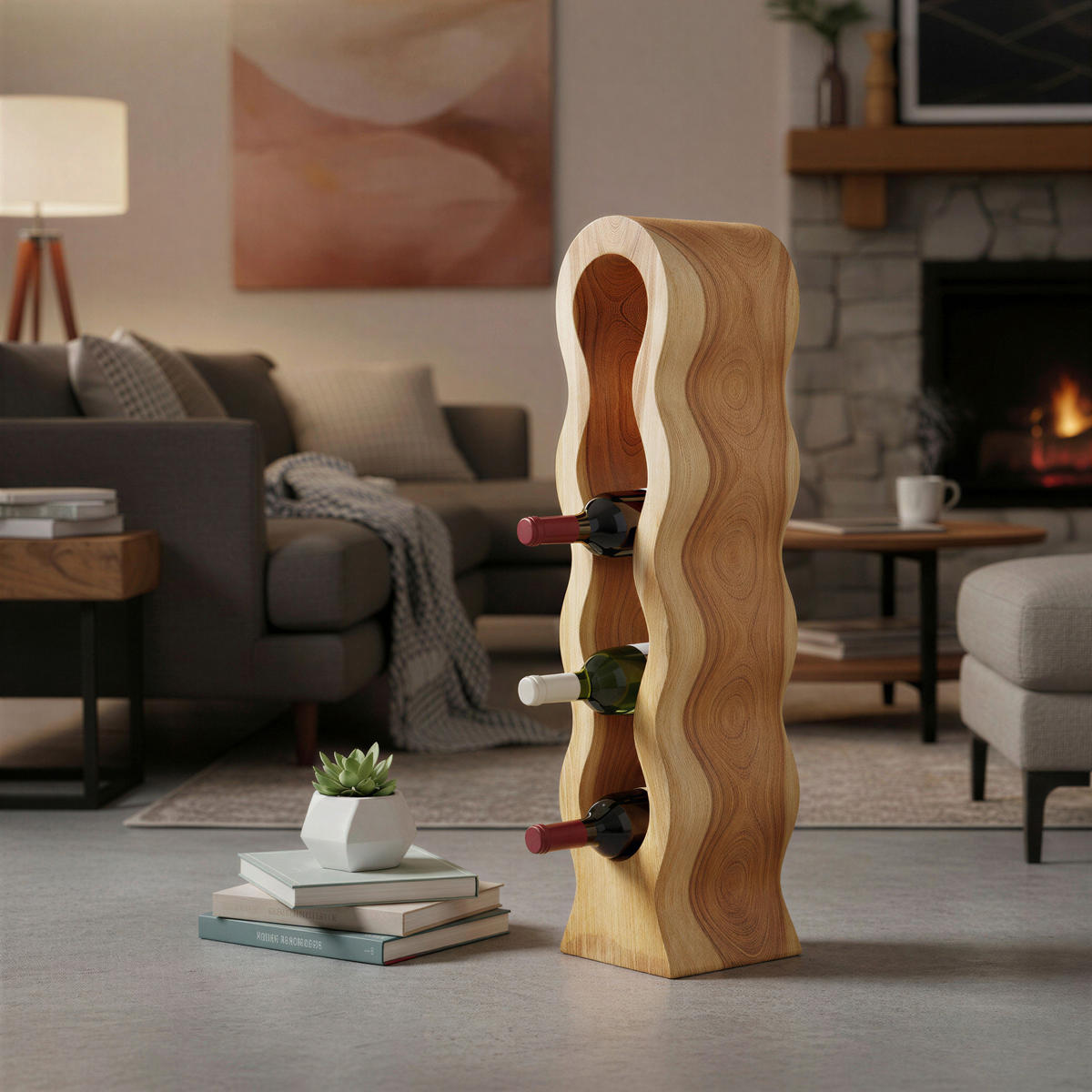 WEINREGAL  - Naturfarben, MODERN, Holz (14/66/18cm) - MID.YOU