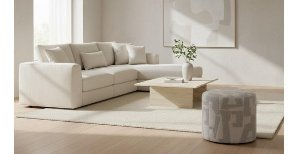 HOCKER Jacquard Weiß  - Weiß, LIFESTYLE, Textil (45/40/45cm) - Xora