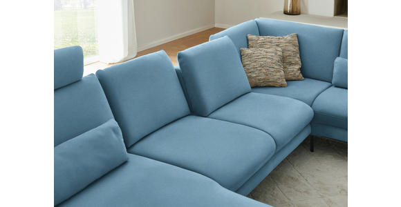 WOHNLANDSCHAFT  in Chenille, Flachgewebe Blau  - Blau/Schwarz, Design, Textil/Metall (180/344/208cm) - Dieter Knoll