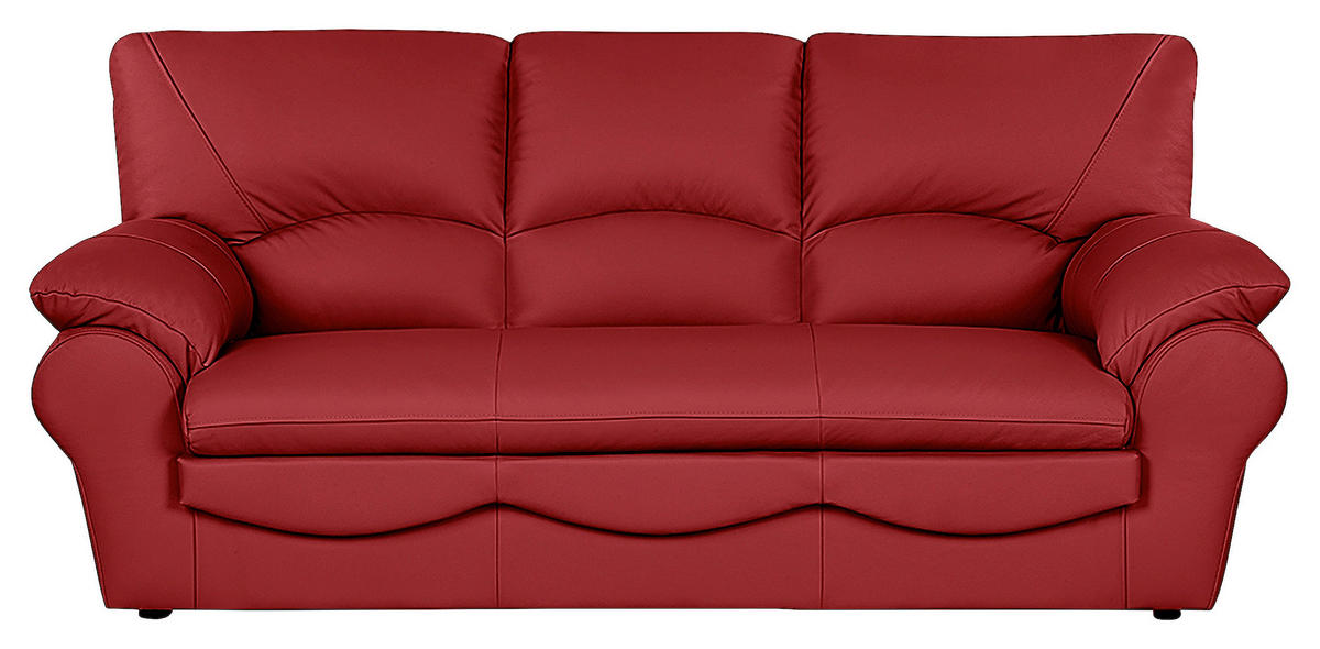 SCHLAFSOFA Rot Echtleder  - Rot/Schwarz, Design, Leder/Kunststoff (205/92/85cm) - Livetastic