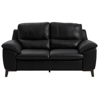 2-SITZER-SOFA in Kombination Echtleder/Lederlook Schwarz  - Wengefarben/Schwarz, Design, Leder/Holz (174/97/95cm) - Livetastic