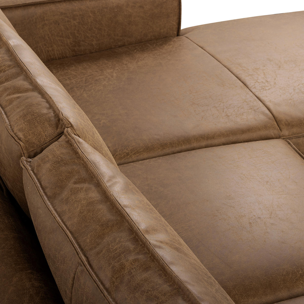 ECKSOFA Braun Echtleder Lederlook Rücken echt  - Schwarz/Braun, Design, Leder/Textil (166/238cm) - Livetastic