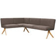 ECKBANK 172/218 cm Webstoff Braun Eiche vollmassiv   - Eichefarben/Braun, KONVENTIONELL, Holz/Textil (172/218cm) - Linea Natura
