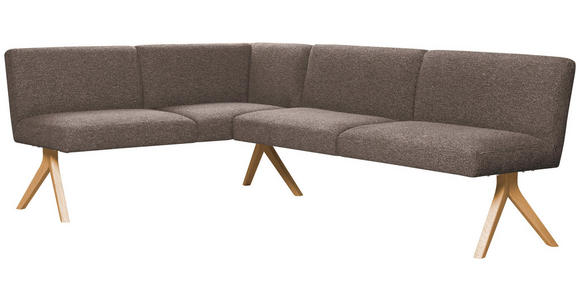 ECKBANK 172/218 cm Webstoff Braun Eiche vollmassiv   - Eichefarben/Braun, KONVENTIONELL, Holz/Textil (172/218cm) - Linea Natura